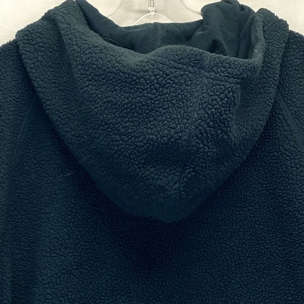 Topshop Green Fleece Sherpa Hoodie 1/4 Zip Pullover Jacket Women's US 4-6 FLAW